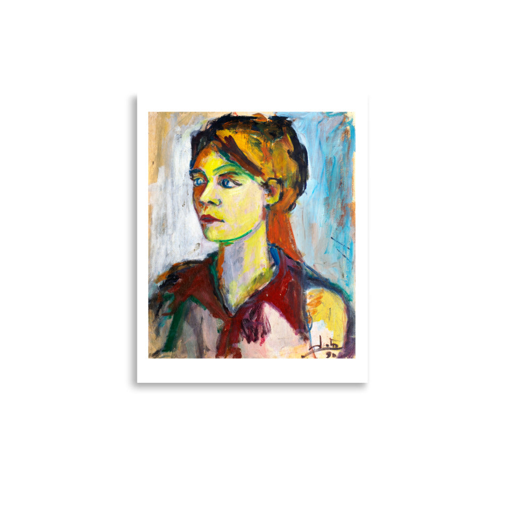 Woman In Crimson by Santos Fernandez - Fine Art Print