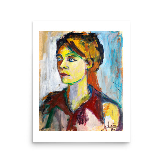 Woman In Crimson by Santos Fernandez - Fine Art Print