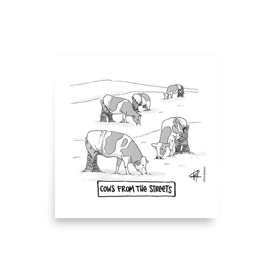 Cows From The Street - Cartoon Print