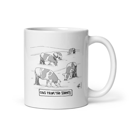 Cows From The Street - White Glossy Mug