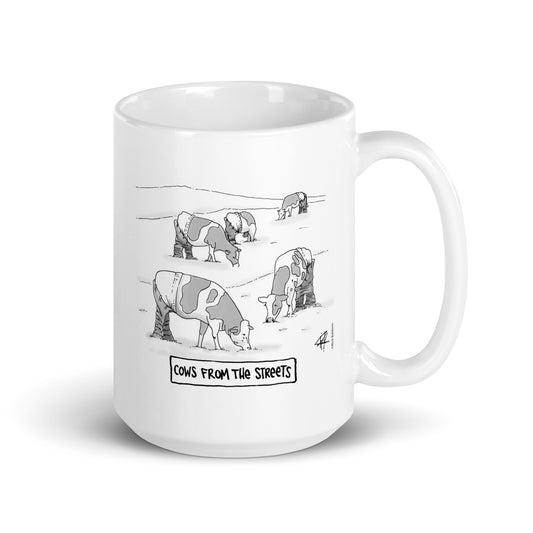 Cows From The Street - White Glossy Mug