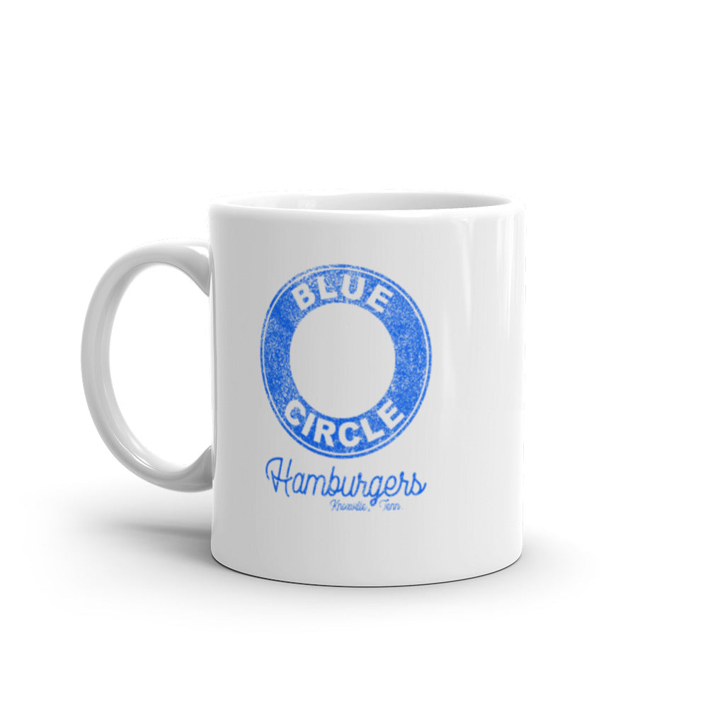 Retro Blue Circle Classic Logo White Glossy Mug