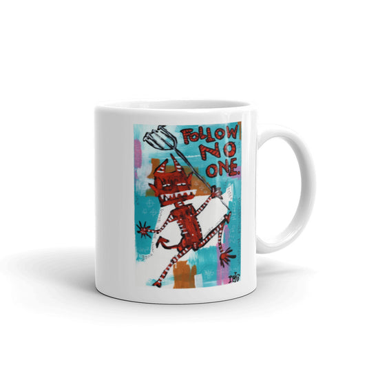 Follow No One White Glossy Mug