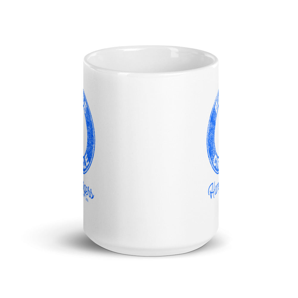 Retro Blue Circle Classic Logo White Glossy Mug