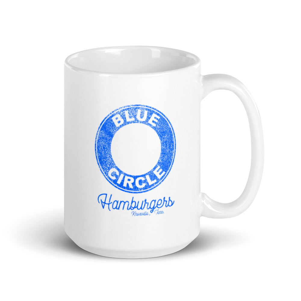Retro Blue Circle Classic Logo White Glossy Mug