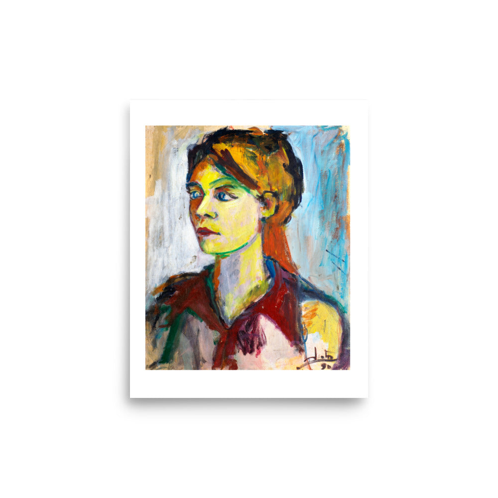 Woman In Crimson by Santos Fernandez - Fine Art Print