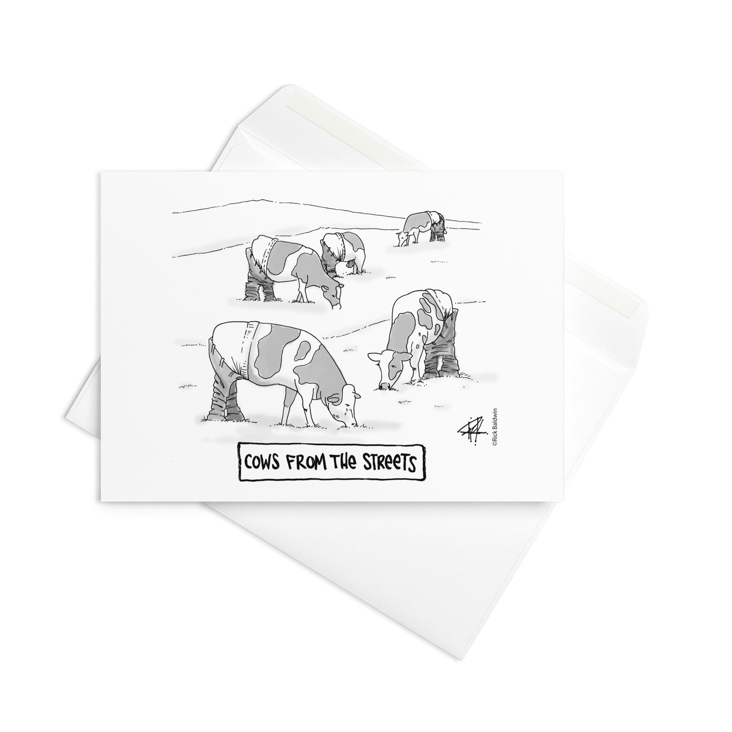 Cows From The Street - Greeting Card