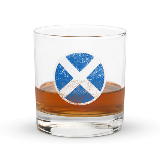 Scottish Flag Rocks Glass - Saltire - St. Andrew's Cross