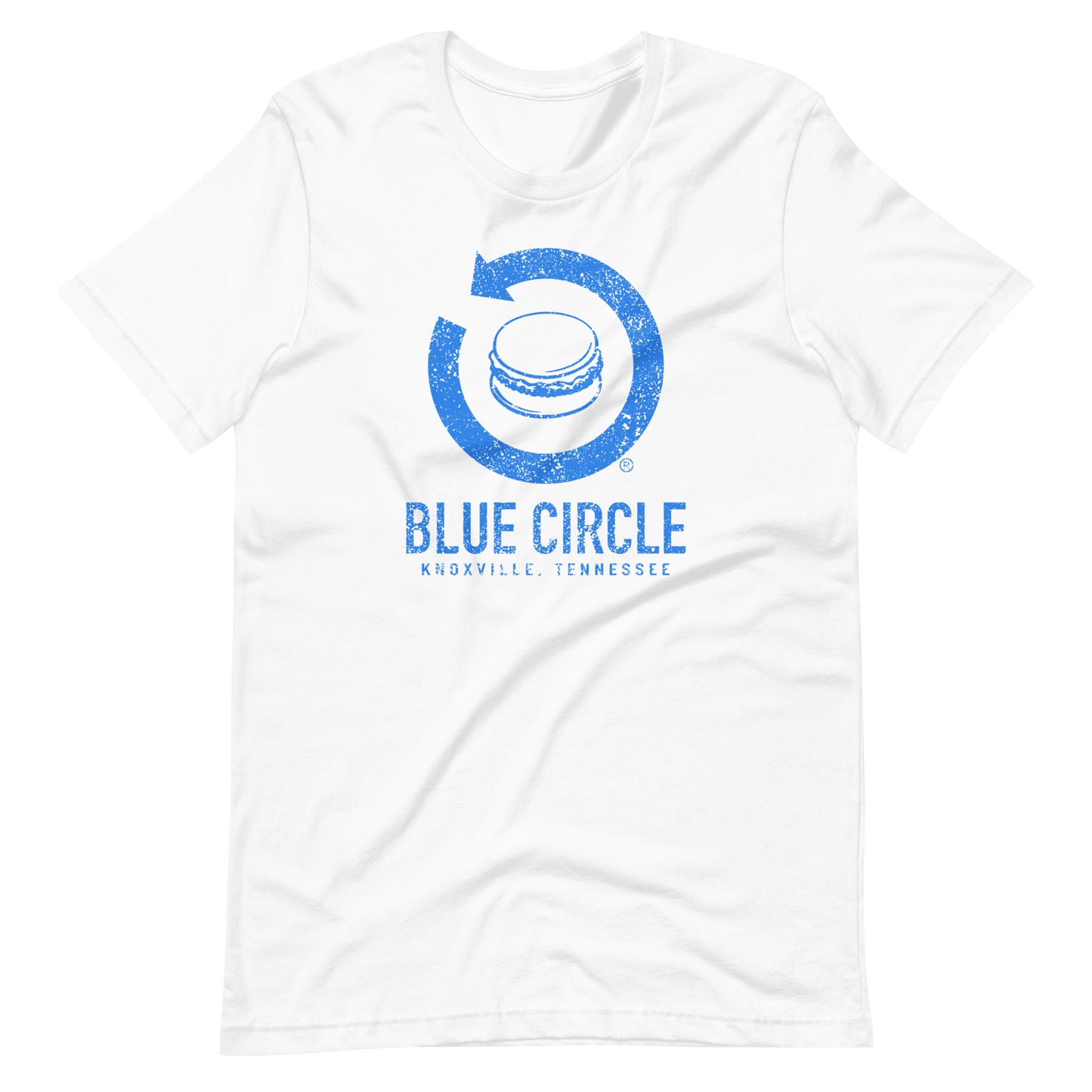 Retro Blue Circle Arrow Logo T-shirt