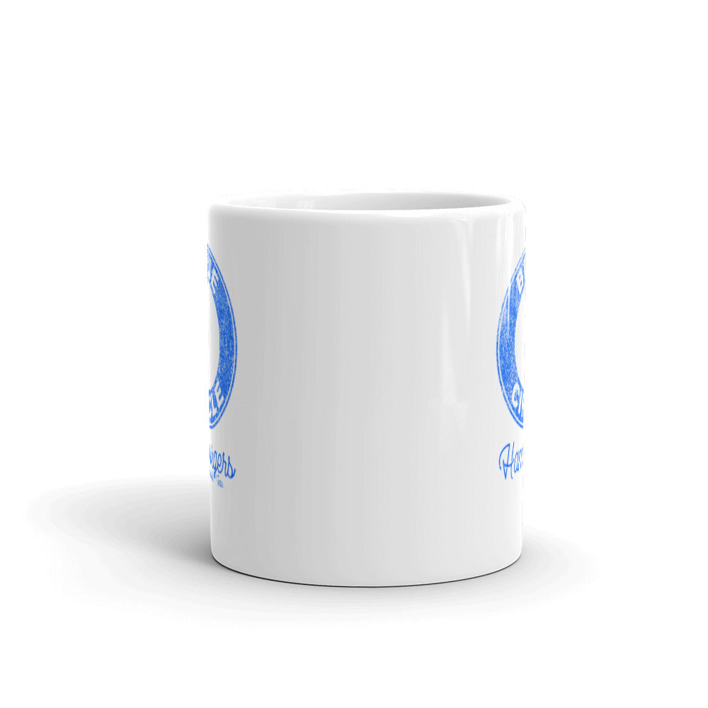 Retro Blue Circle Classic Logo White Glossy Mug