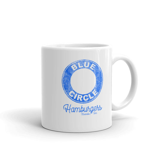 Retro Blue Circle Classic Logo White Glossy Mug