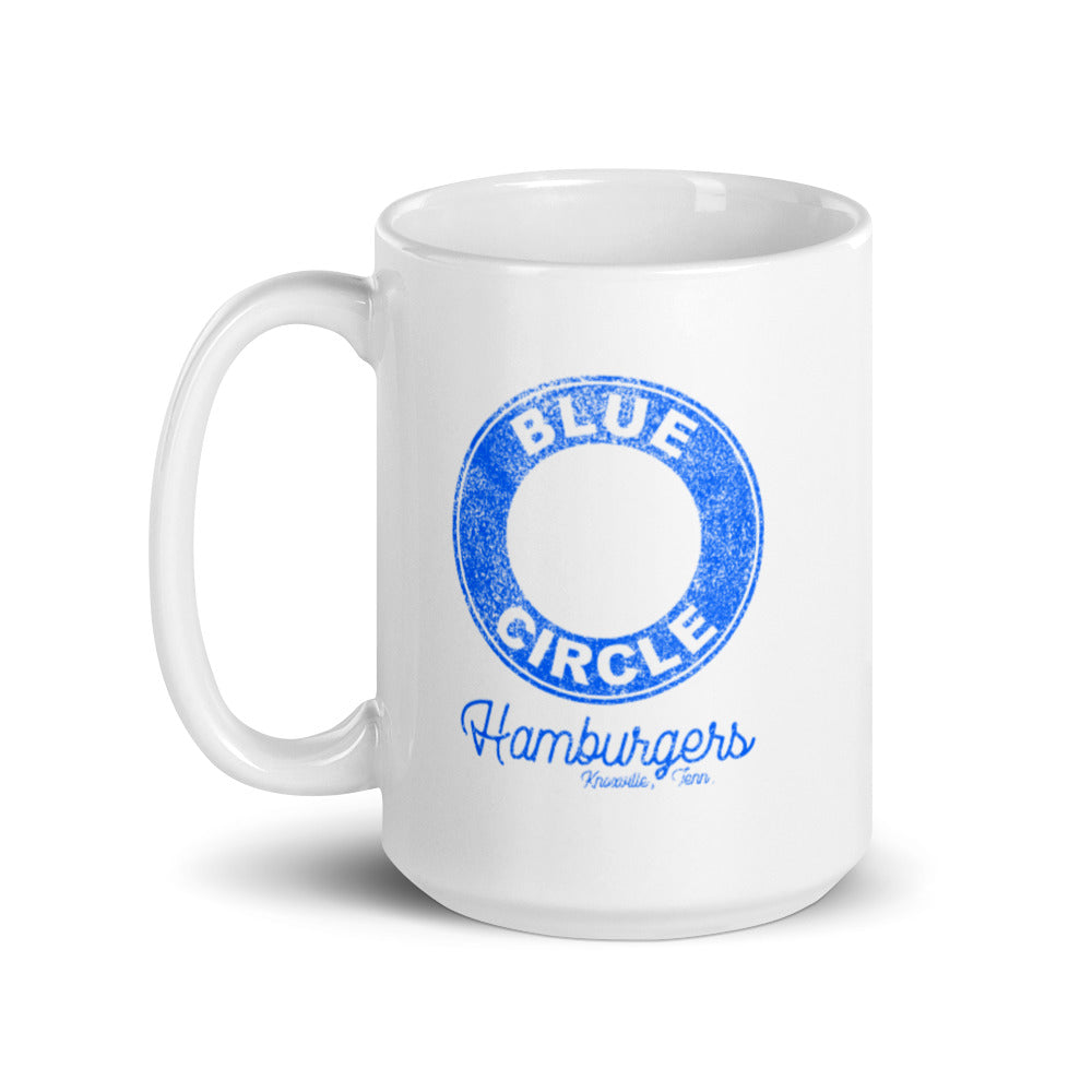 Retro Blue Circle Classic Logo White Glossy Mug